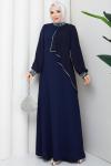 İpek tesettür abiye elbise  Lacivert