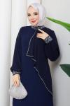 İpek tesettür abiye elbise  Lacivert