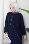 İpek tesettür abiye elbise  Lacivert