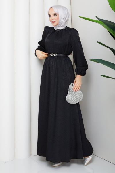 Işık tesettür elbise  Siyah