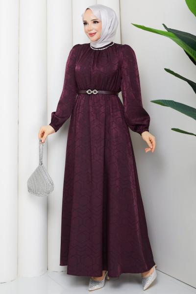 Işık tesettür elbise  Mürdüm