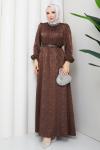 Işık tesettür elbise  Kahverengi