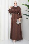 Işık tesettür elbise  Kahverengi
