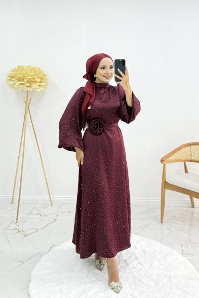 Kardelen elbise Bordo