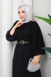 Kemerli tesettür elbise  Siyah