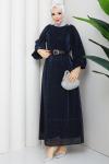 Kemerli tesettür elbise  Lacivert