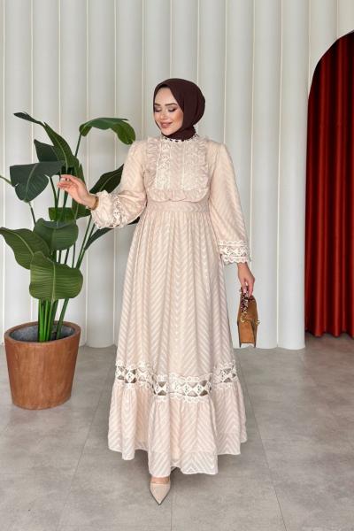 Keriman elbise Bej