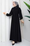 Krep tesettür elbise  Siyah