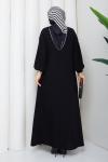 Krep tesettür elbise  Siyah