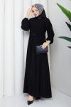 Krep tesettür elbise  Siyah