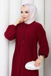 Krep tesettür elbise  Bordo