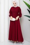 Krep tesettür elbise  Bordo