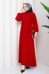 Krep tesettür elbise  Kırmızı