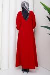Krep tesettür elbise  Kırmızı