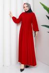 Krep tesettür elbise  Kırmızı