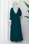 Krep tesettür elbise  Zümrüt