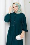 Krep tesettür elbise  Zümrüt