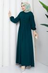 Krep tesettür elbise  Zümrüt