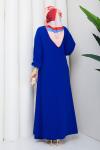 Krep tesettür elbise  Saks Mavisi