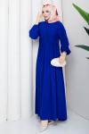 Krep tesettür elbise  Saks Mavisi