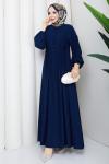 Krep tesettür elbise  Lacivert