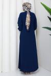 Krep tesettür elbise  Lacivert