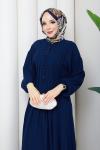 Krep tesettür elbise  Lacivert
