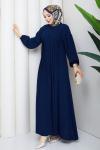 Krep tesettür elbise  Lacivert
