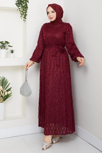 Leyla elbise  Bordo