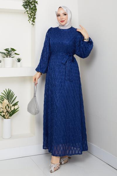 Leyla elbise  Saks Mavisi
