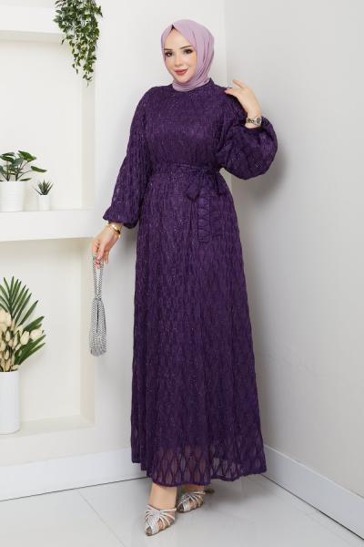 Leyla elbise  Mor