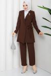 Melodi pantolon ceket takım Kahverengi