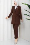 Melodi pantolon ceket takım Kahverengi