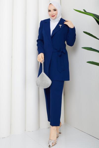 Melodi pantolon ceket takım Saks Mavisi