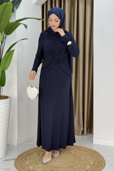 Merve elbise Lacivert
