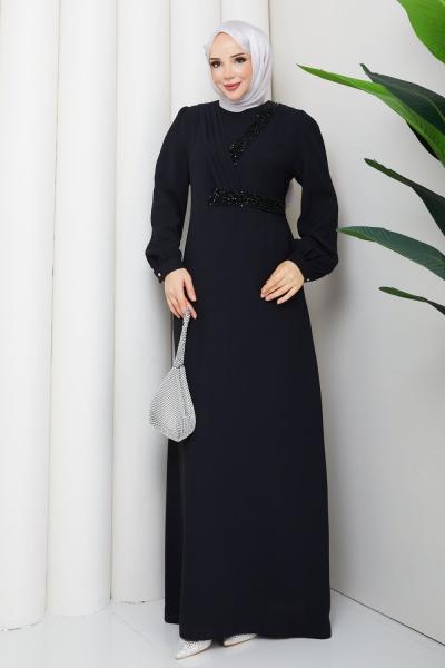 Minel abiye elbise  Siyah