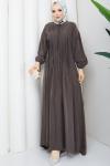 Modal tesettür elbise  Kahverengi