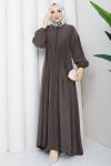 Modal tesettür elbise  Kahverengi