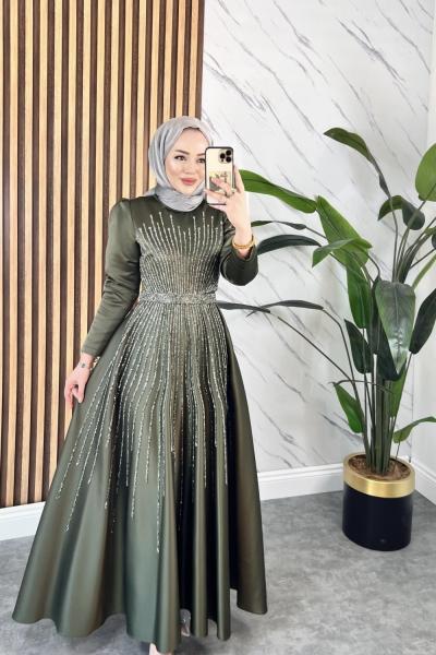 NARE abiye elbise Haki