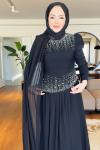 Nergis tesettür abiye elbise  Siyah