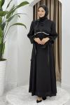 Nevin tesettür abiye elbise Siyah
