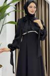 Nevin tesettür abiye elbise Siyah