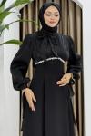 Nevin tesettür abiye elbise Siyah