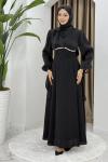 Nevin tesettür abiye elbise Siyah