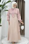 Nevin tesettür abiye elbise Pembe