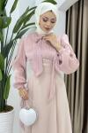 Nevin tesettür abiye elbise Pembe