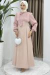 Nevin tesettür abiye elbise Pembe