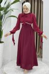 Nevin tesettür abiye elbise Bordo