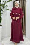 Nevin tesettür abiye elbise Bordo