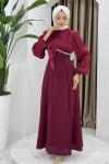 Nevin tesettür abiye elbise Bordo
